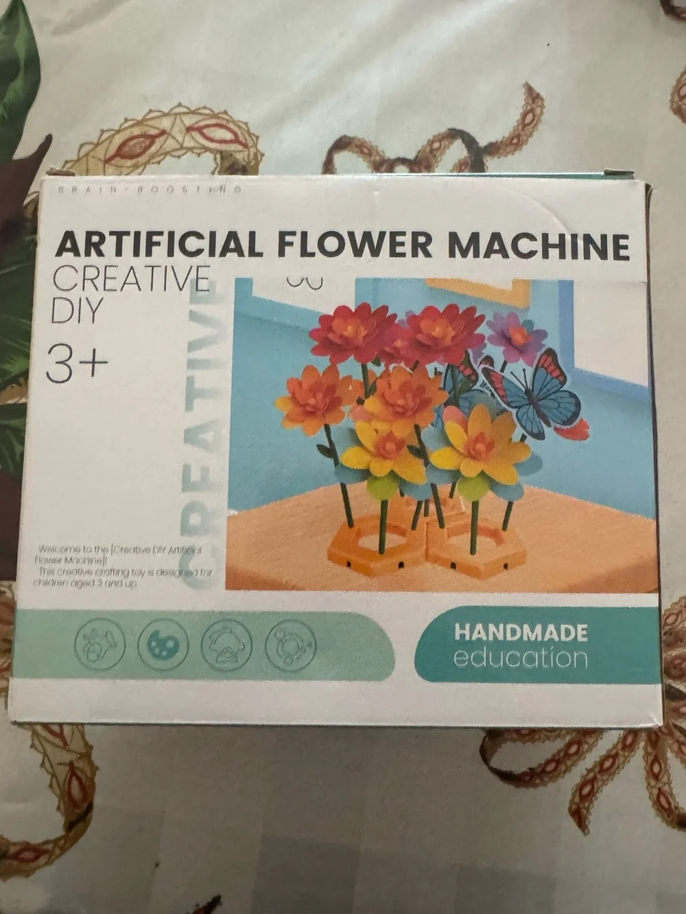 Kids Artificial Flower Machine Creative DIY Handmade Education Toy Pink & Beige
